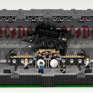 Conçu avec des pièces Lego d’origine. Construction d’une scène de concert ROCK. AC DC 30 pouces de long !