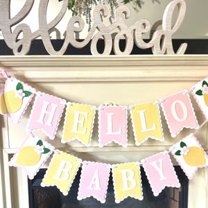 Lemon Birthday Decor, Pink Lemonade Decorations , Hello Baby shower Party image 3