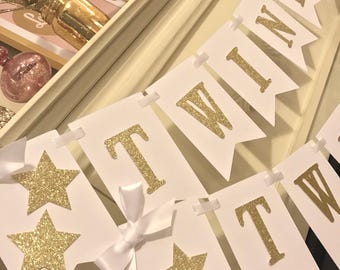 Twinkle Twinkle Little Star Sign , Baby Shower Party decor , Gender Reveal Over the moon Banner
