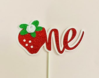 Strawberry First Birthday Cake Topper:  Berry Sweet One, Girl 1st Birthday