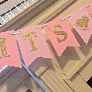 Pink and Gold Baby Shower, gender reveal Banner, Baby Shower decorations, Its A Girl Banner Bild 10