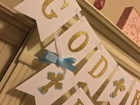 Gold Christening Banner