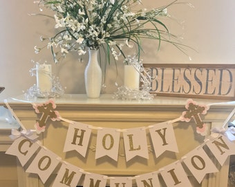 First Holy Communion Party Decorations  , Mi Primera Comunion, Religious Cross Banner