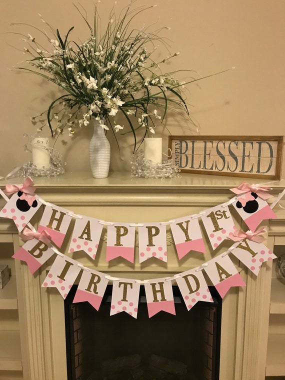 Minnie Mouse Party Banner Minnie Mouse Birthday Minnie Etsy