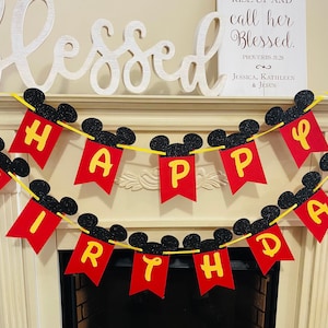 Mickey Mouse Birthday Banner: Red & Black Party Decorations