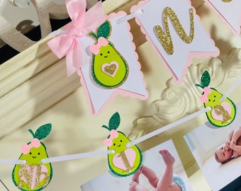 Banner de aguacate para primer cumpleaños: decoraciones para tronas