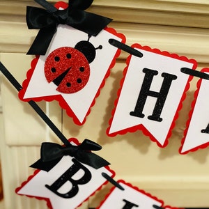 Ladybug Birthday Banner, First Birthday Decorations, First Birthday Girl, Ladybug 1st Birthday.