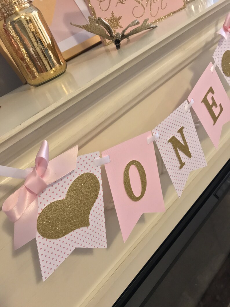 Pink and Gold HIGH CHAIR Banner. First Birthday Decorations. Etsy