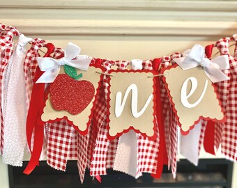 Apple High Chair Banner: Apple Of My Eye Party Decor, Girl First Birthday