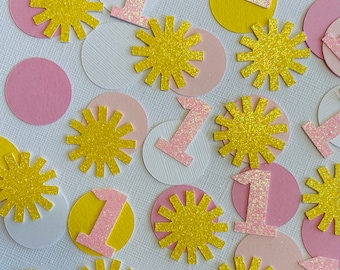 Sunshine First Birthday Confetti: Pink & Yellow Party Decorations