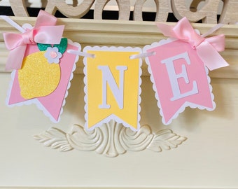 Lemonade First Birthday : Yellow & Pink Lemon Party Decor, Girl 1st Birthday