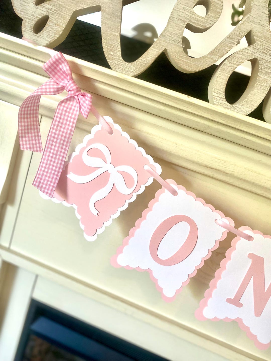Pink Bow ONE High Chair Banner: Girl 1st Birthday Party Decor - Etsy