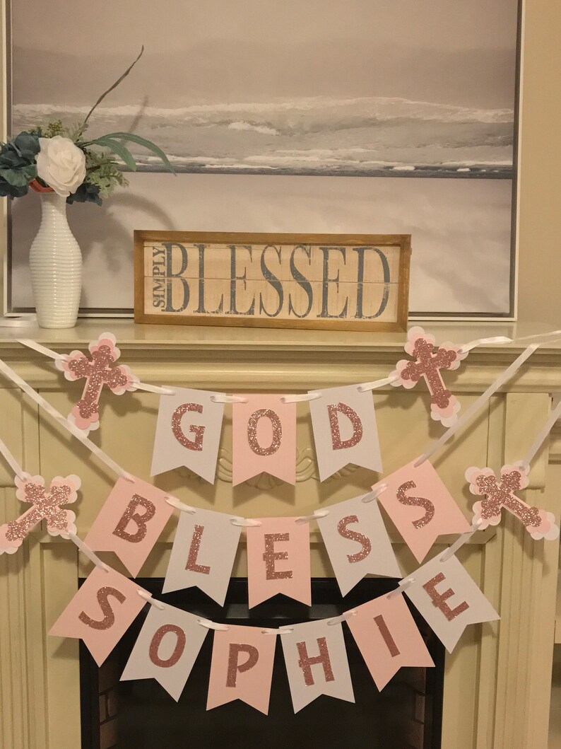 Baptism Banner Baptism Decorations Christening Banner Etsy