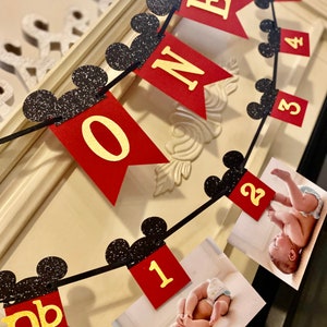 Mickey Mouse Birthday Party Decorations, Mickey Mouse High Chair Banner, Oh Twodles Birthday, Mickey Mouse 12 month photo Banner, Boy Mickey