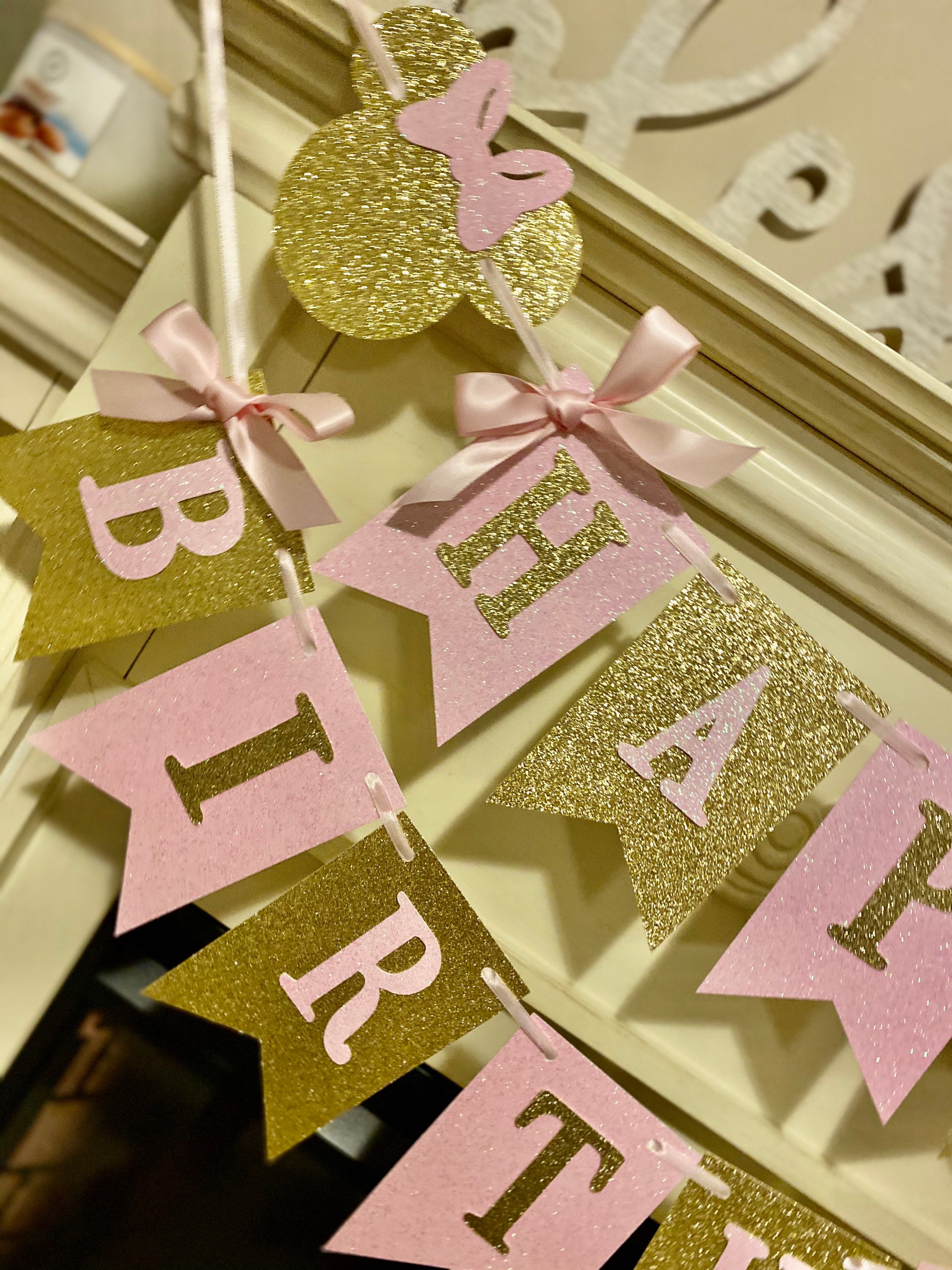 Pink and Gold Minnie Mouse Banner Minnie Mouse Birthday | Etsy