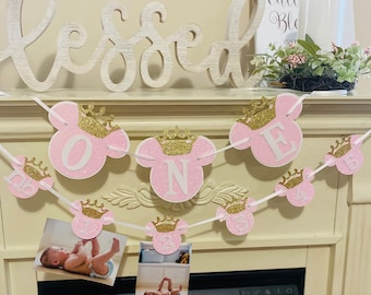 Minnie Mouse Birthday Decorations ,Minnie Mouse Monthly Photo Banner, Minnie Mouse High Chair Banner, Girl First Birthday, Oh Twodles Banner