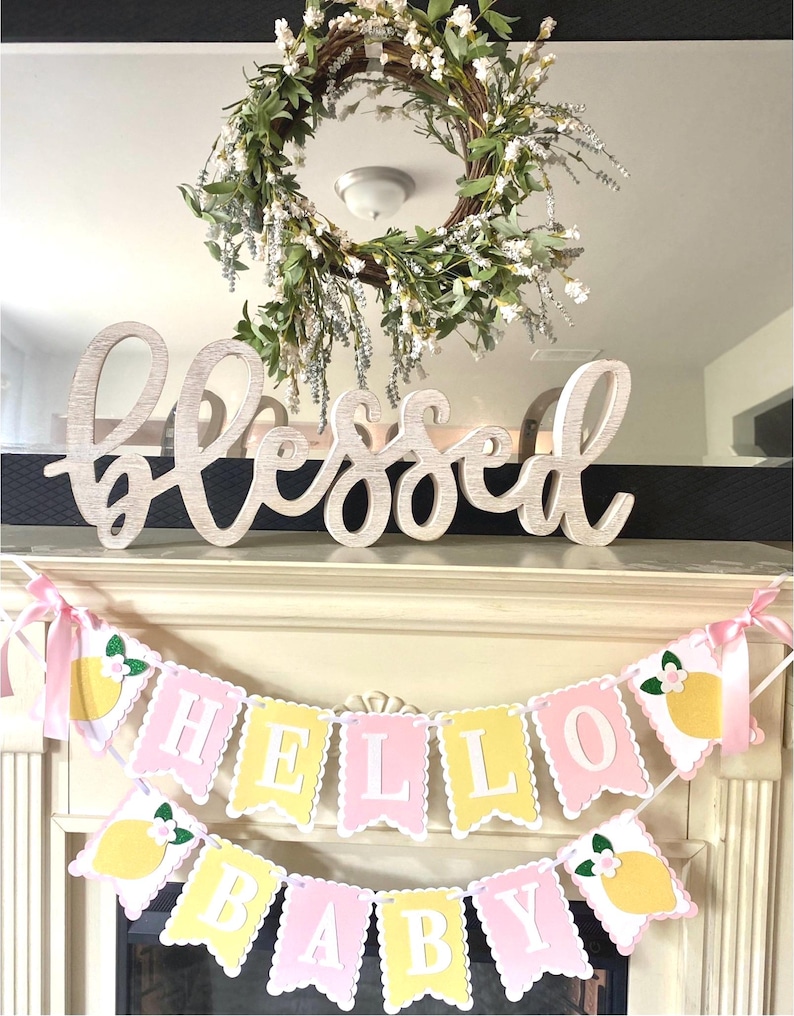 Lemon Birthday Decor, Pink Lemonade Decorations , Hello Baby shower Party image 5