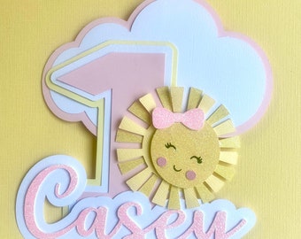 Sunshine 1st Birthday Cake Topper: Girl Sun Party Decor, You Are My Sunshine