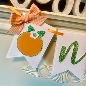 Little Cutie 1st Birthday Cake Topper: Clementine High Chair Banner