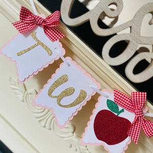 Apple 2nd Birthday Banner: Red Glitter Apple Orchard Decor