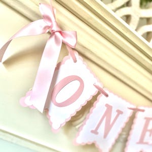 Bow 1st Birthday Decorations ,mBow High Chair Banner, Pink and White Birthday Banner, Girl First Birthday , Bow Birthday Party Decor