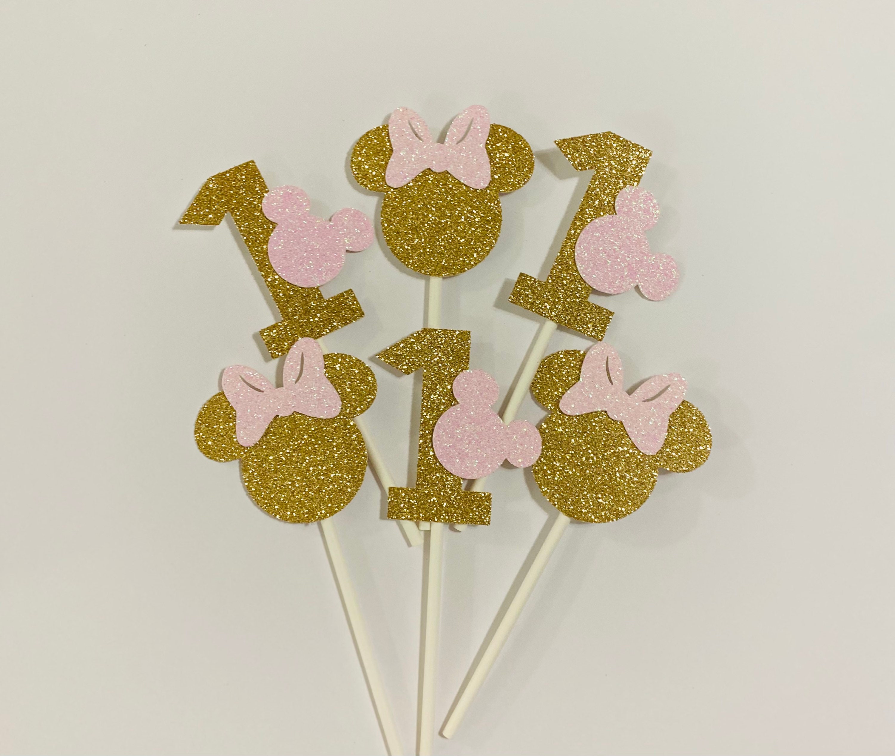 Minnie Mouse Cupcake Toppers Minnie Mouse 1st Birthday Decor Etsy