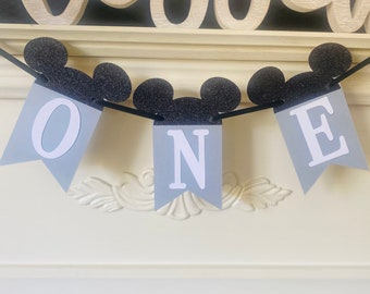 Primer cumpleaños de Mickey Mouse: pancarta para trona, decoración para fiesta de Mickey, Oh Twodles