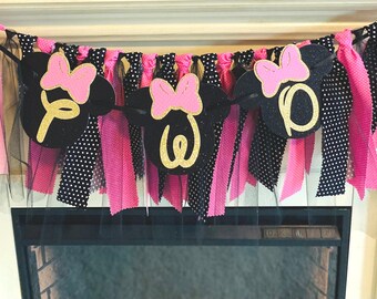 Minnie Mouse Birthday High Chair Banner, Oh Twodles Party Decorations