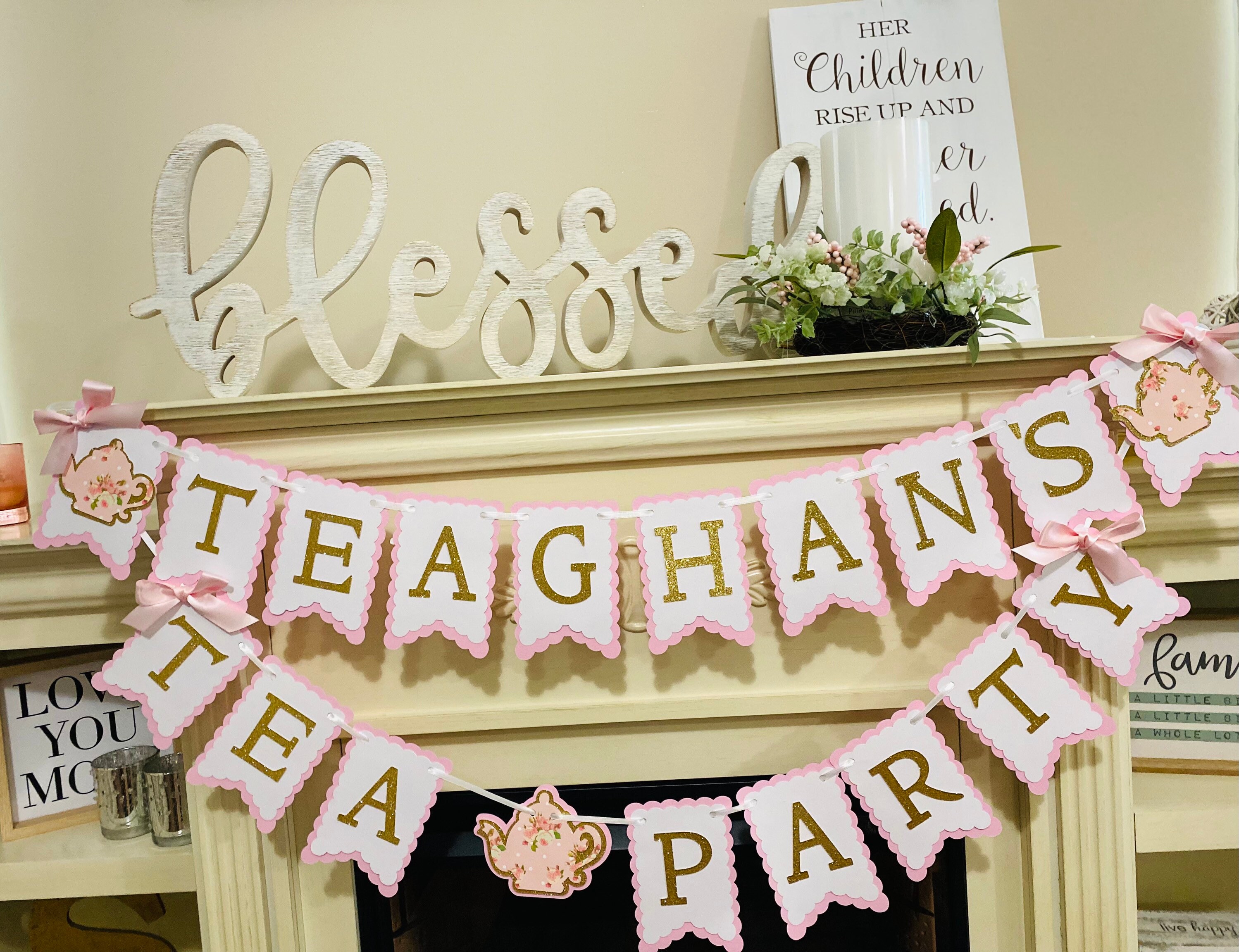 Tea Party Birthday Banner Tea for Two Princess tea Party | Etsy