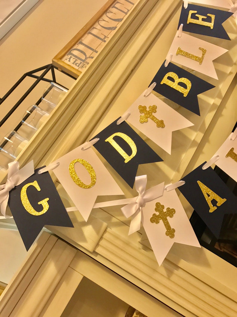 Baptism Banner /baptism Decorations / God Bless Banner/baptism Etsy