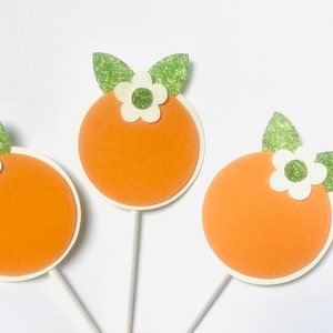 Little Cutie Cupcake Toppers: Orange Birthday Party Decorations