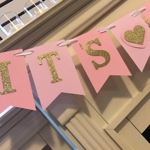 Pink and Gold Baby Shower, gender reveal Banner, Baby Shower decorations, Its A Girl Banner Bild 4