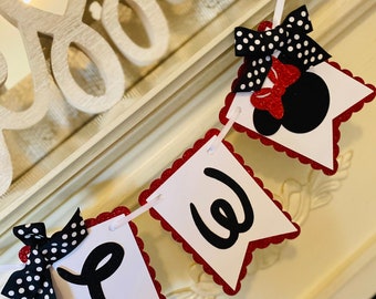 Minnie Mouse High Chair Banner: Red & Black Birthday Party Decor