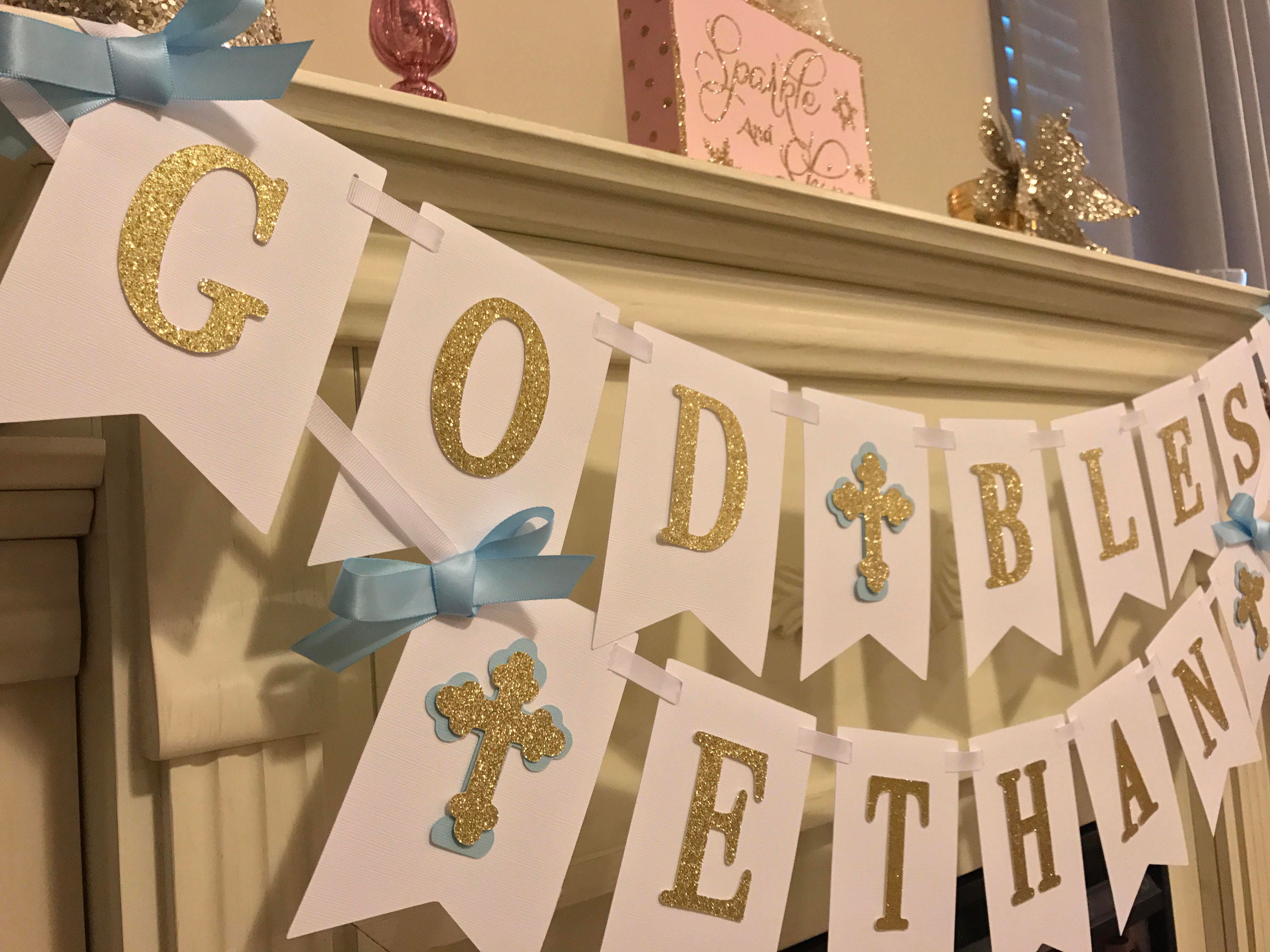 Baptism Banner /God Bless Banner/Baptism Party Sign Baptism Etsy