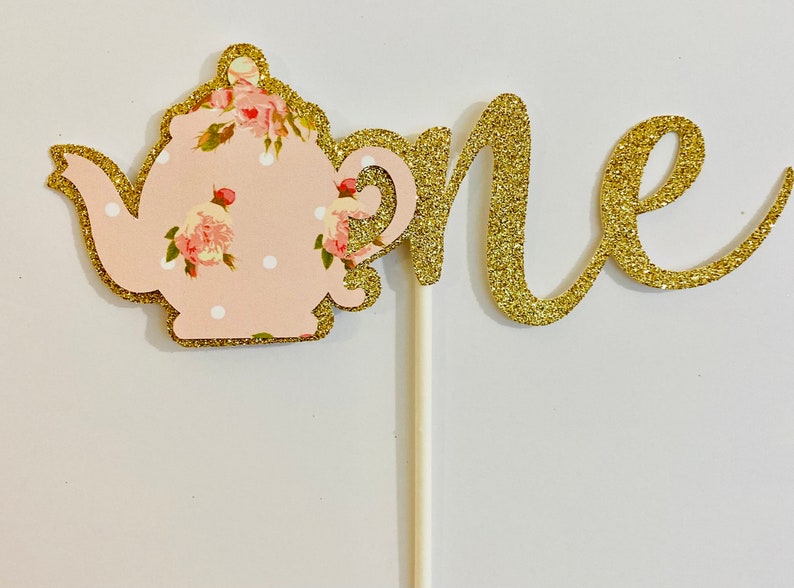 Tea party Cake Topper Tea Pot Decor Tea for Two Lets Partea Tea Time Cake Topper
