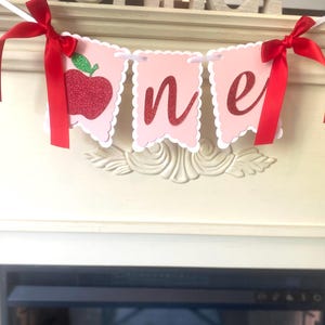 Apple High Chair Banner: Glitter First Birthday Party Decor