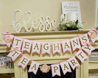Tea Party Birthday Banner, Tea for Two Banner,Princess tea Party , Tea Party Birthday Decorations, Tea time, Birthday , Let's Partea Banner