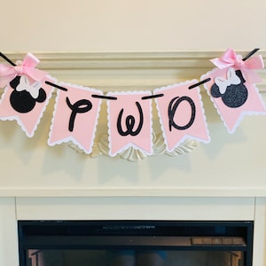 Oh Twodles Birthday Decorations , Oh Twodles Banner, Minnie Mouse Birthday Decorations, Minnie Mouse High Chair banner, Girl 2nd Birthday