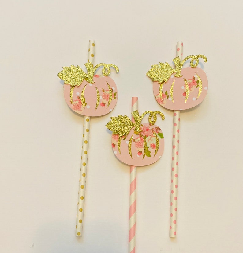 Pumpkin Theme Birthday Pumpkin Birthday Our Little Pumpkin Cake Topper Glitter Cake Topper Pink and Gold Cake Topper