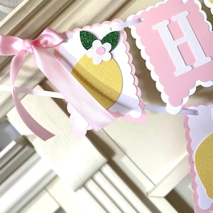 Lemon Birthday Decor, Pink Lemonade Decorations , Hello Baby shower Party image 9