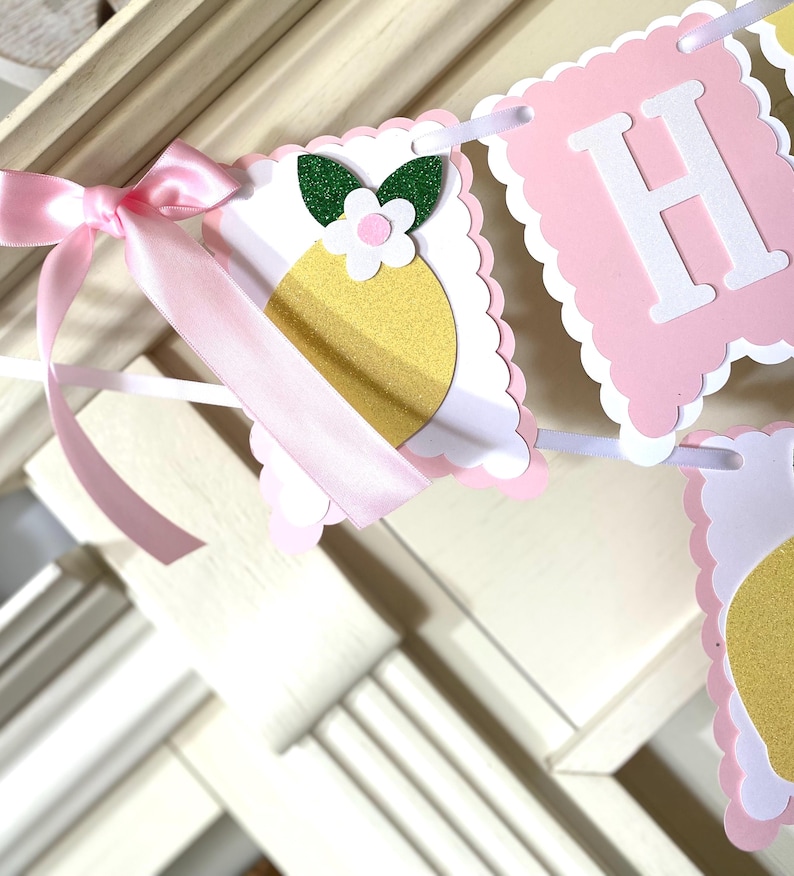 Lemon Birthday Decor, Pink Lemonade Decorations , Hello Baby shower Party image 9