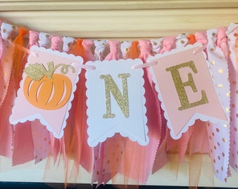 Pumpkin 1st Birthday High Chair Banner: Fall Party Decor, Our Little Pumpkin