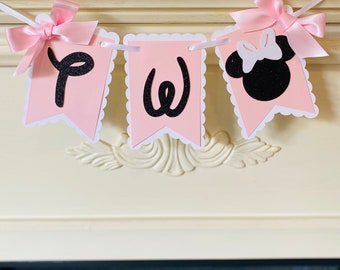 Oh Twodles Minnie Mouse Banner,Minnie Mouse Birthday Decorations, Minnie Mouse High Chair Banner,Oh Twodles Birthday Banner,Minnie Birthday