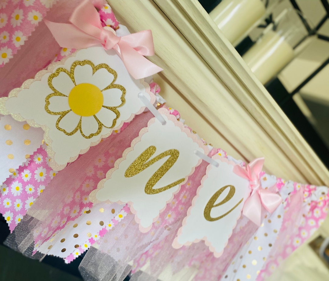 Daisy High Chair Banner, Pink and Gold First Birthday Decoration - Etsy