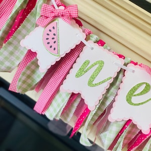 Watermelon High Chair Banner , One in a Melon Birthday Banner , Summer Birthday , Watermelon Birthday Decorations, Girl First Birthday Party