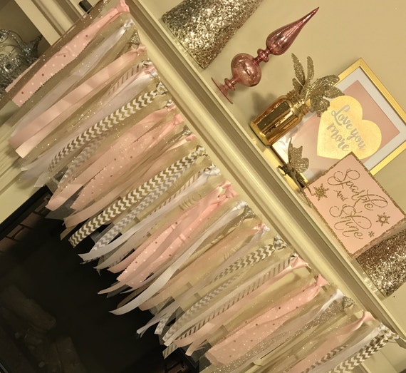 Pink and Gold First Birthday Ribbon Garlandhigh Chair Etsy