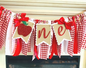 Apple  High Chair Banner: Girl First Birthday  Party Decor