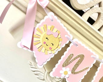Pink Bow 1st Birthday Banner: High Chair Decoration
