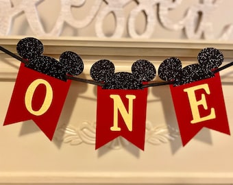 Mickey Mouse First Birthday High Chair Banner