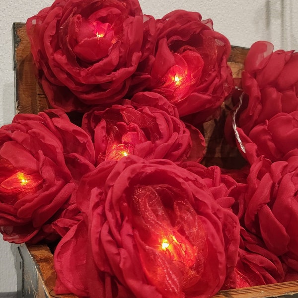 15 fleur lumière guirlande fée chaîne Roses rouges décor de mariage bébé douche cadeau pivoine Bachelorette Decor bébé pépinière maison accessoiriser